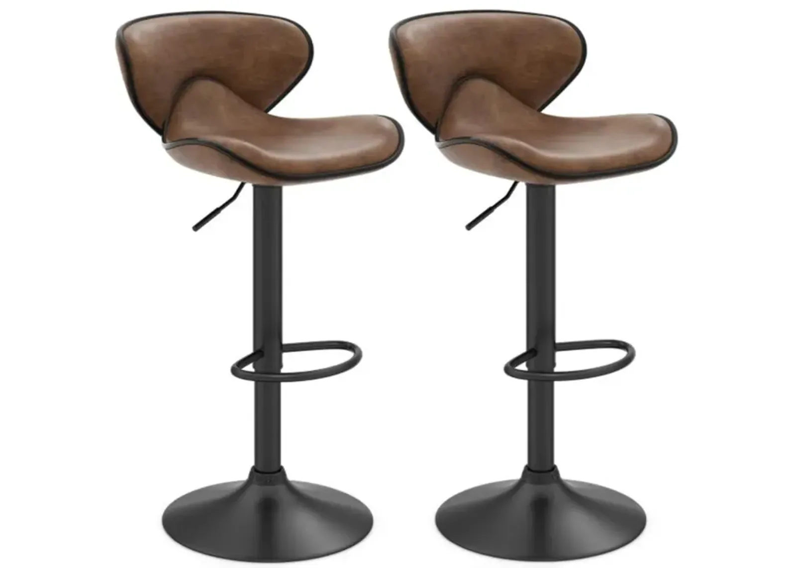 Hivvago Set of 2 Adjustable Bar Stools Swivel Bar Chairs Pub Kitchen