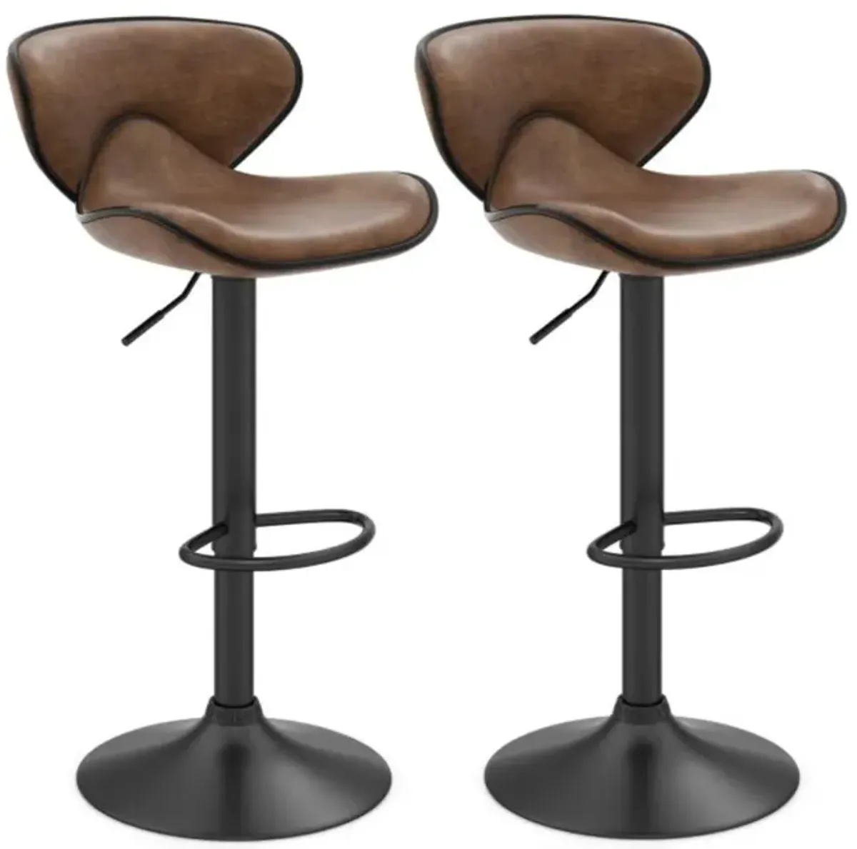 Hivvago Set of 2 Adjustable Bar Stools Swivel Bar Chairs Pub Kitchen