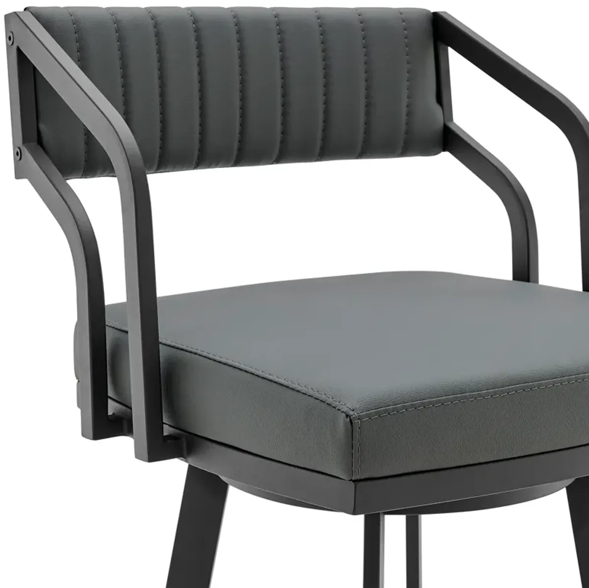 Capri  Swivel Modern Black Metal and Slate Gray Faux Leather Bar and Counter Stool