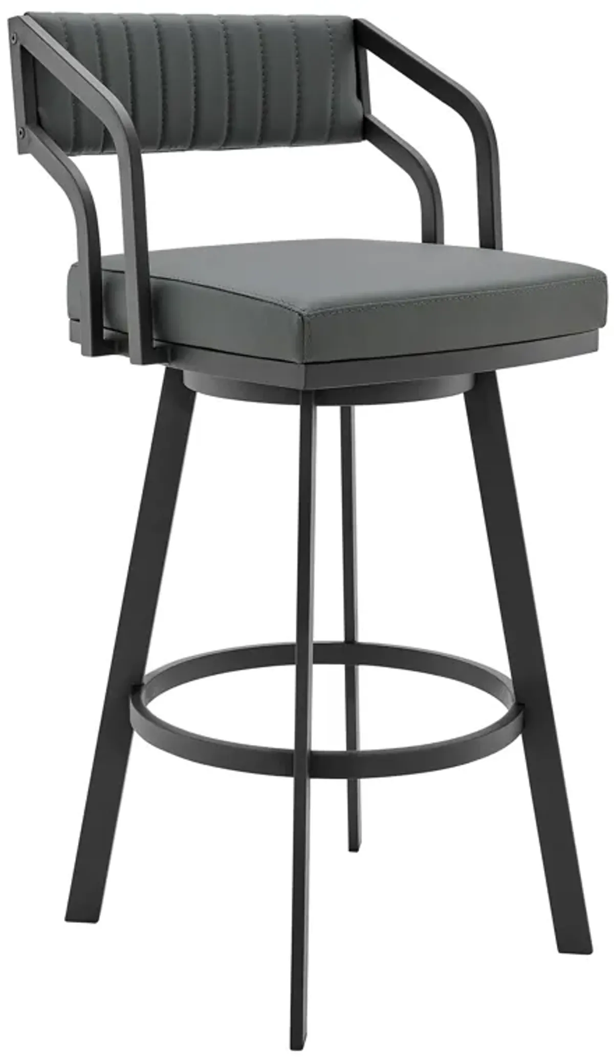 Capri  Swivel Modern Black Metal and Slate Gray Faux Leather Bar and Counter Stool