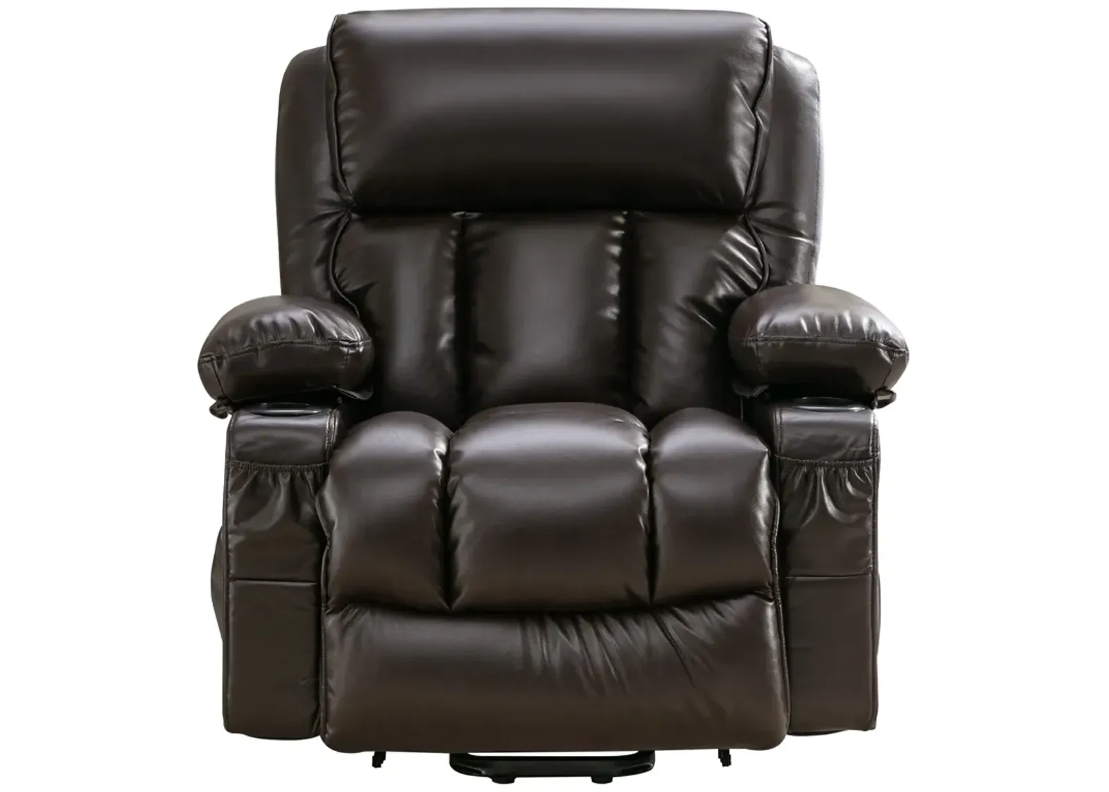 38.58 in. W Leather Recliner with Remote Control, Tufted and Storage