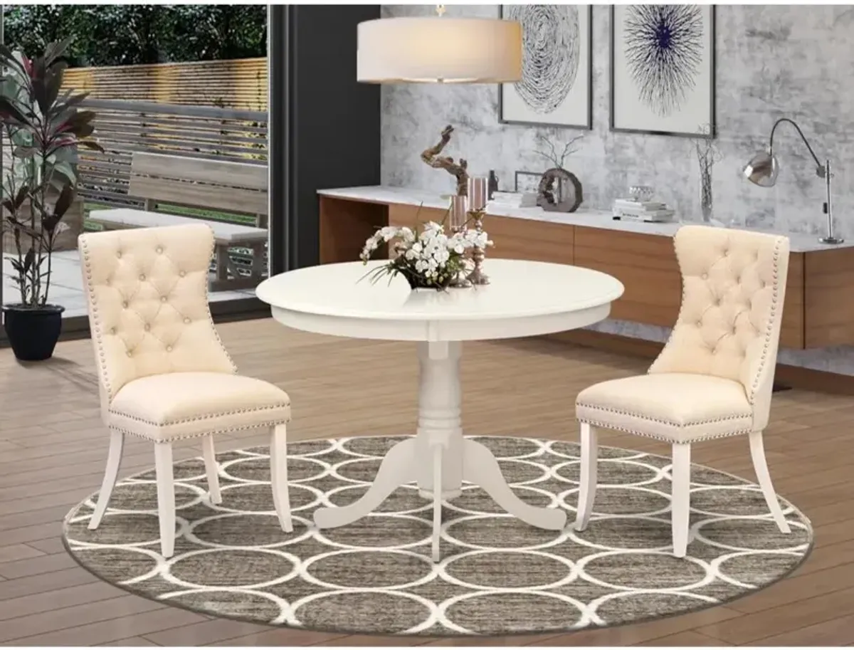 3 Piece Dining Room Table Set Contains a Round Kitchen Table with Pedestal