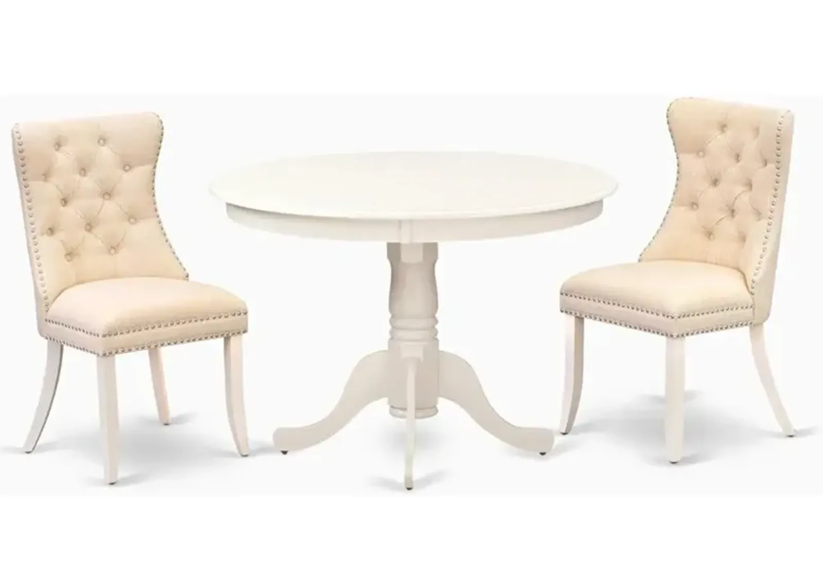 3 Piece Dining Room Table Set Contains a Round Kitchen Table with Pedestal