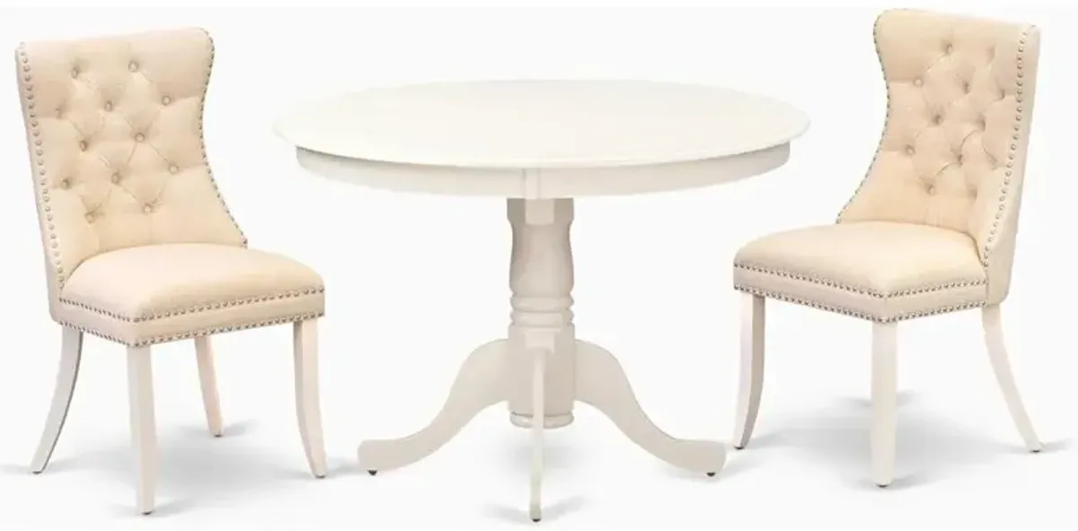 3 Piece Dining Room Table Set Contains a Round Kitchen Table with Pedestal