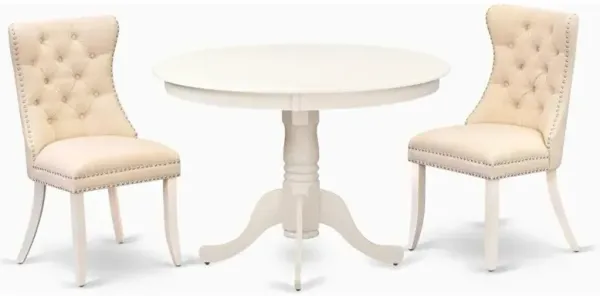 3 Piece Dining Room Table Set Contains a Round Kitchen Table with Pedestal