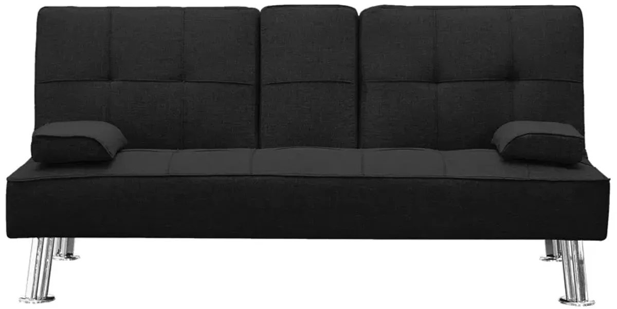 Modern Convertible Folding Futon Sofa Bed with 2 Cup Holders, Fabric Loveseat Sofa Bed