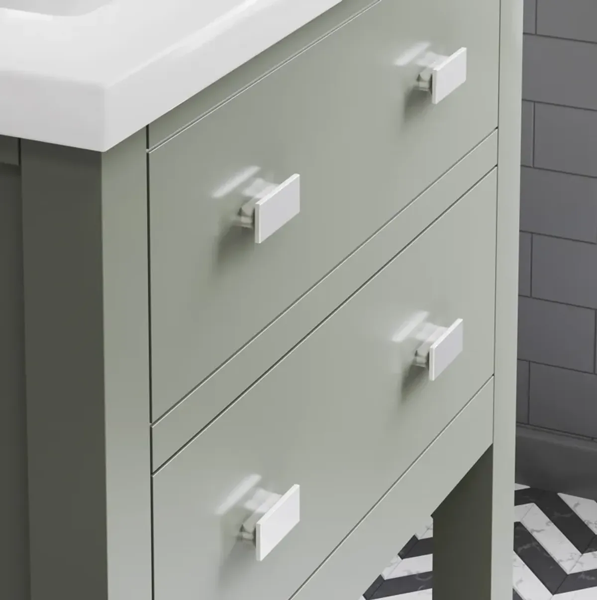 Viola 24 In. Integrated Ceramic Sink Top Vanity in Glacial Green