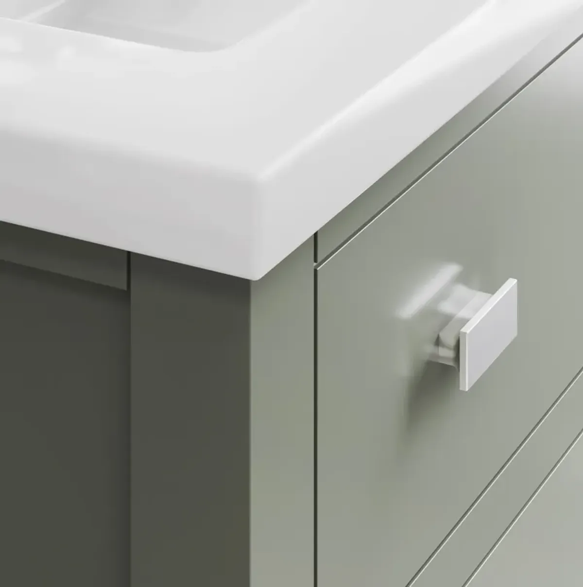 Viola 24 In. Integrated Ceramic Sink Top Vanity in Glacial Green