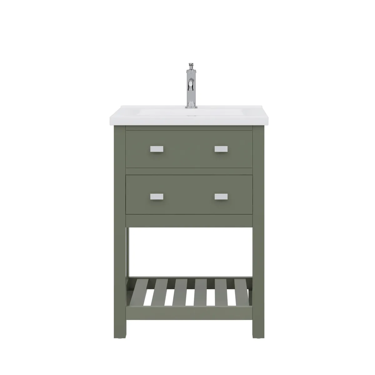 Viola 24 In. Integrated Ceramic Sink Top Vanity in Glacial Green