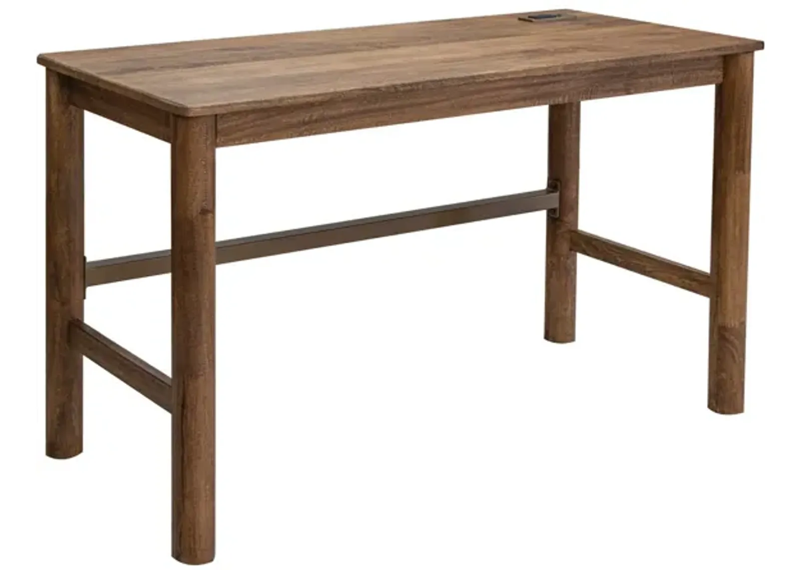 Olum 51 Inch Desk, Rectangular Top, Solid Mango Wood Frame, Towny Brown - Benzara