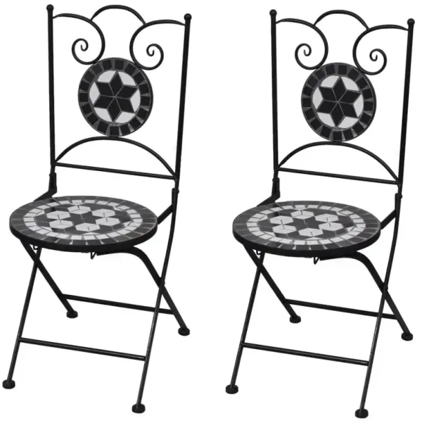 Garden Chair Set of 2 Black and White