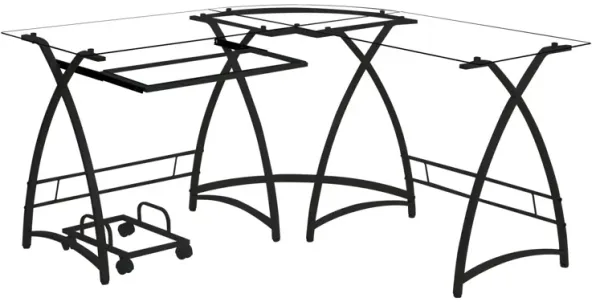 Darzenus Computer Desk in Clear Glass & Black Finish OF 00039