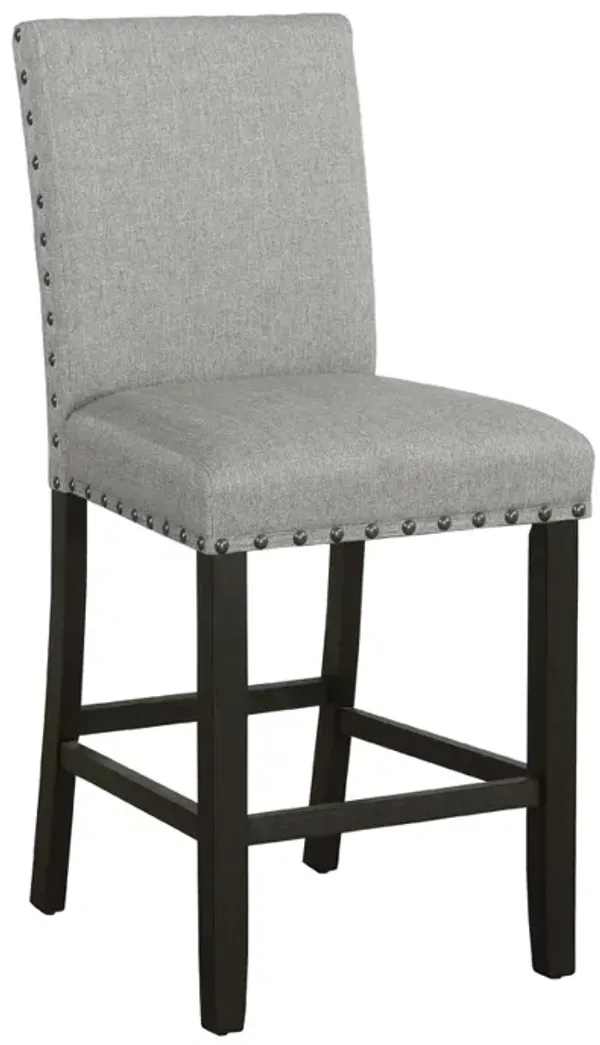 Solid Back Upholstered Counter Height Stools Grey and Antique Noir (Set of 2)