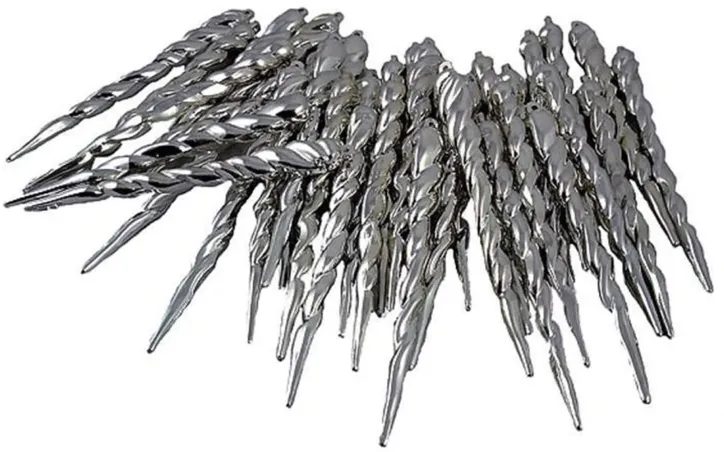 36ct Shiny Silver Shatterproof Icicle Christmas Ornaments 5"