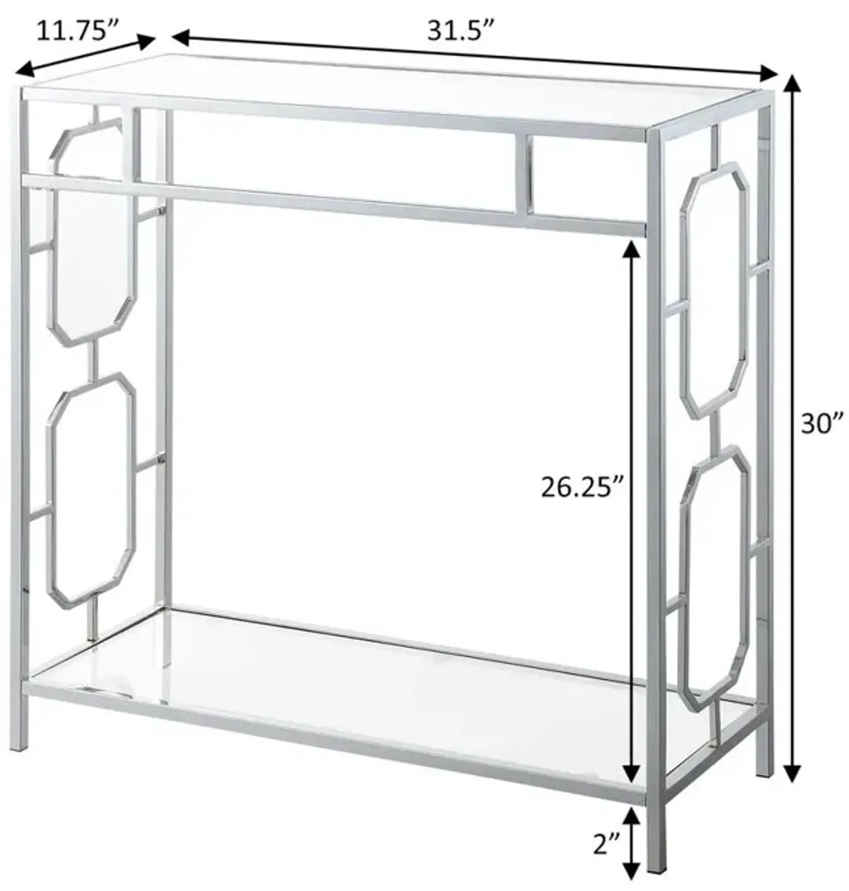 Convenience Concepts Omega Chrome Glass Hall Table with Shelf