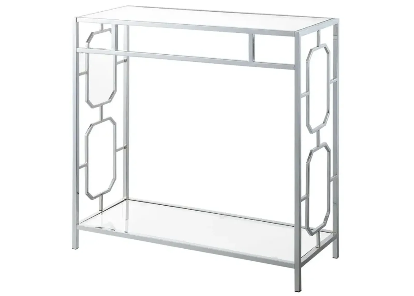 Convenience Concepts Omega Chrome Glass Hall Table with Shelf