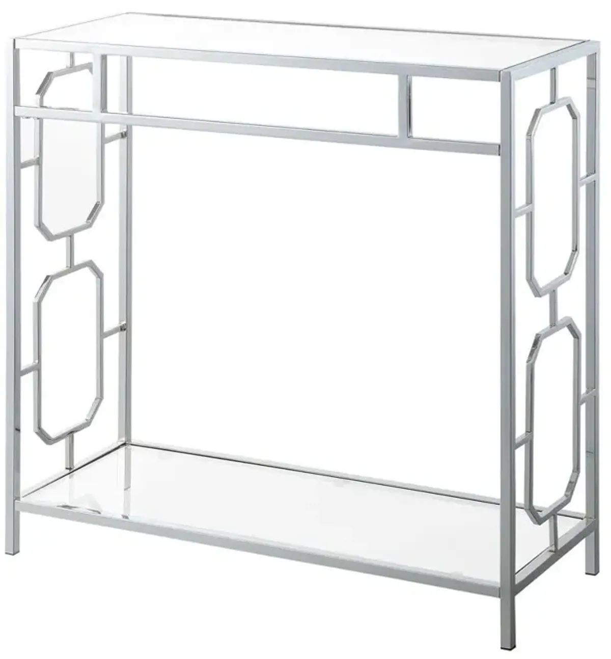 Convenience Concepts Omega Chrome Glass Hall Table with Shelf