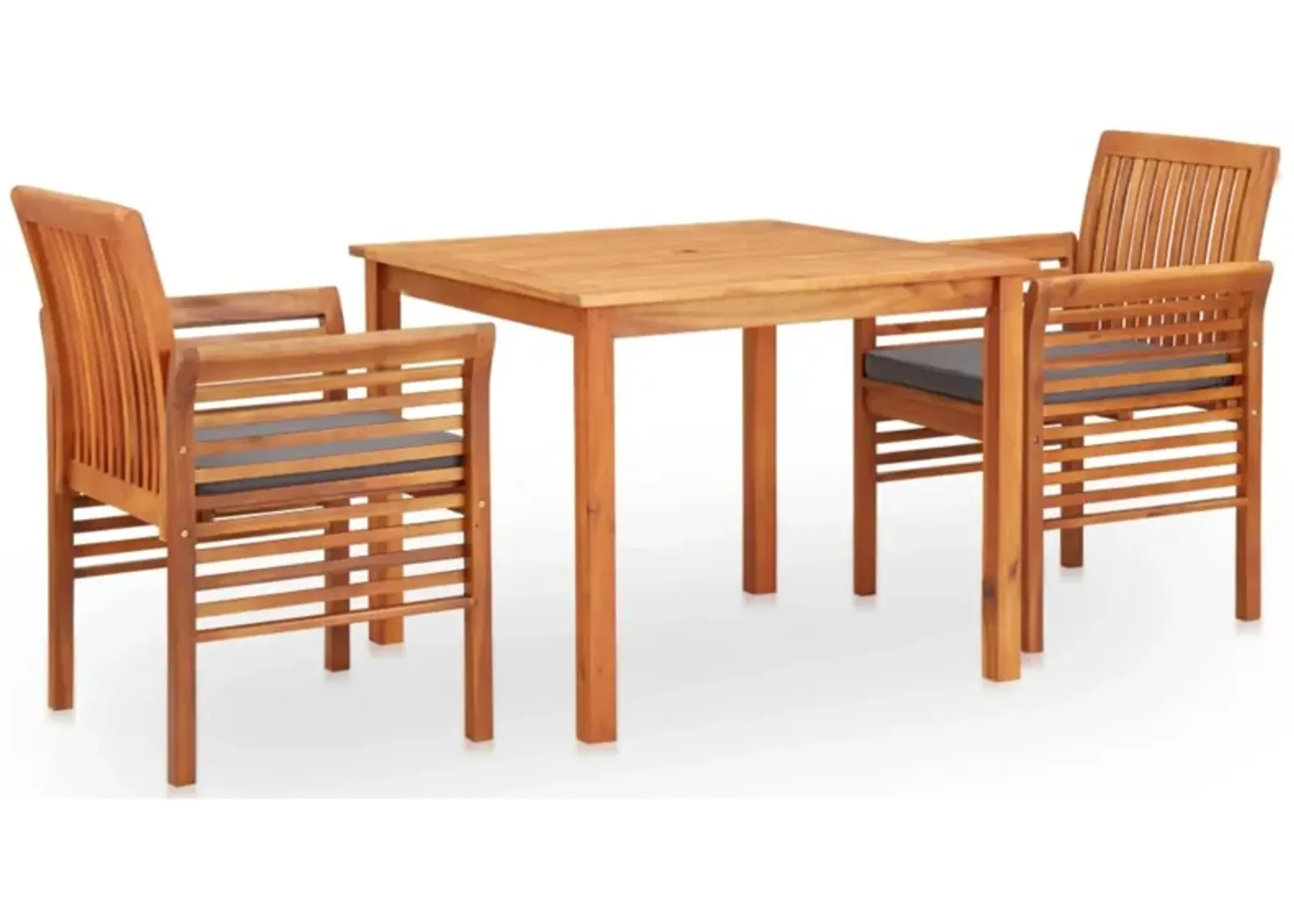 vidaXL 3 Piece Outdoor Dining Set with Cushions Solid Acacia Wood