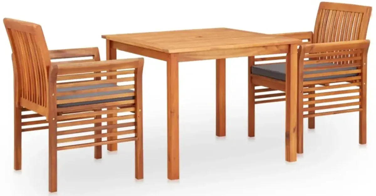 vidaXL 3 Piece Outdoor Dining Set with Cushions Solid Acacia Wood