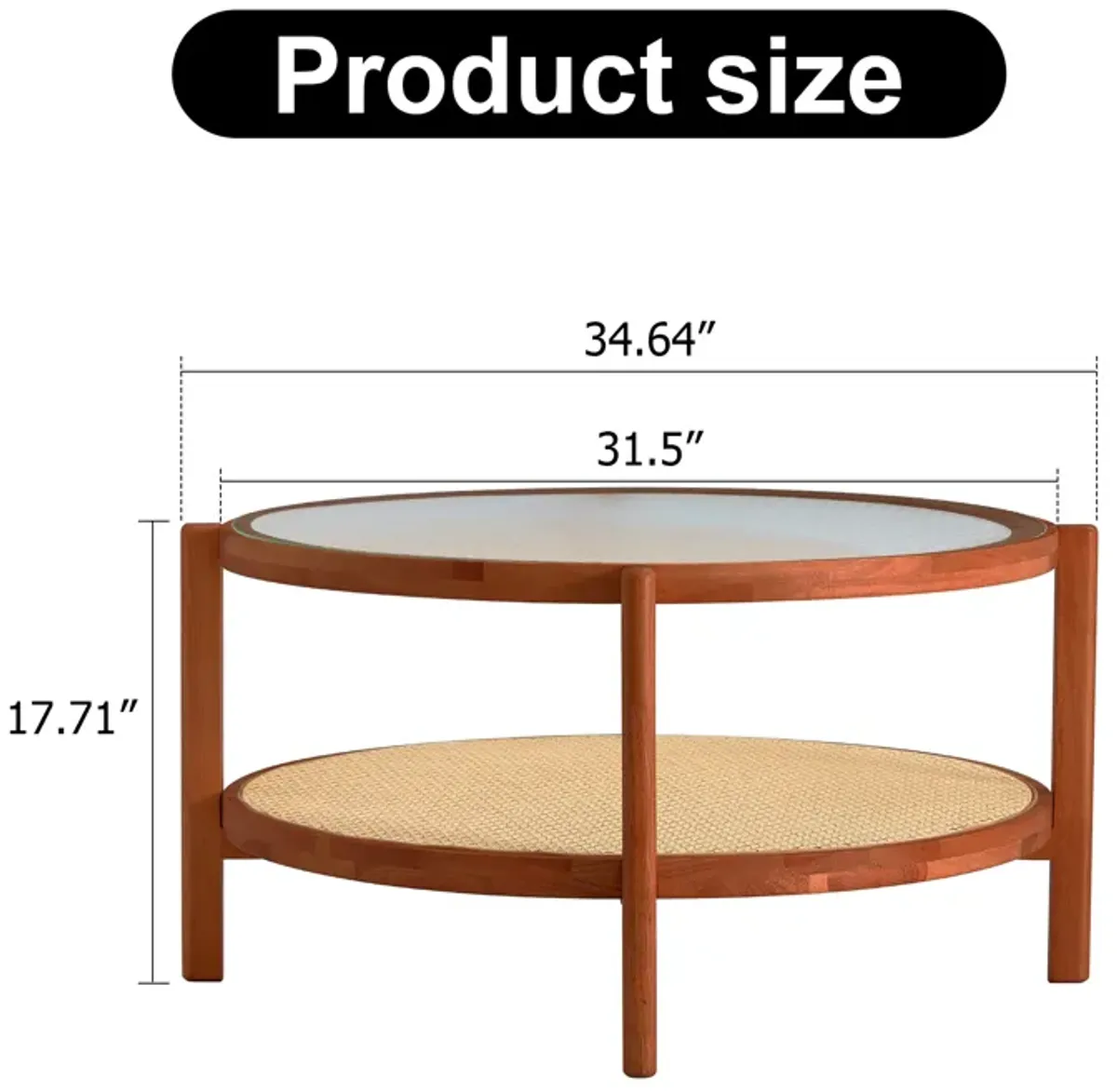 Hivvago Modern and Simple Solid Wood Double Layered Circular Rattan  Table