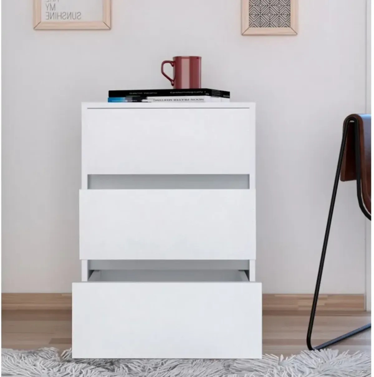 Artemisa 3 Drawer Filing Cabinet, Four Casters, Superior Top - White