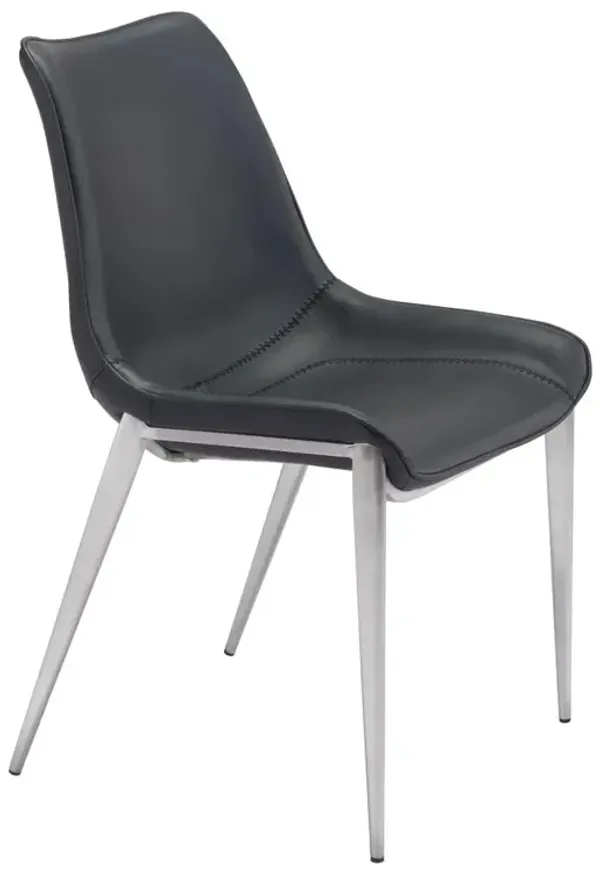 Belen Kox Magnus Dining Chair (Set of 2), Black & Brushed Stainless Steel, Belen Kox