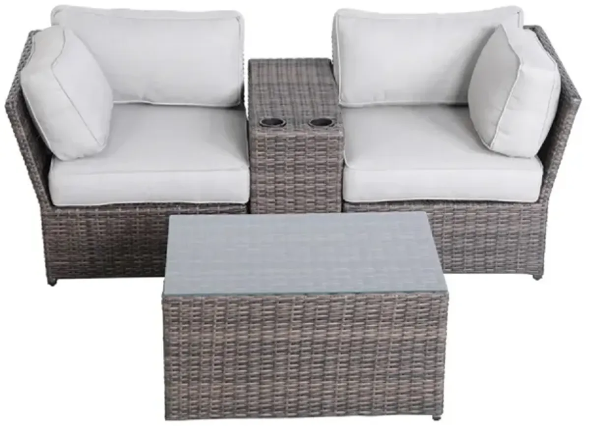 Living Source International Wicker Fully Assembled 2 - Person Seating Group with Cushions Brown