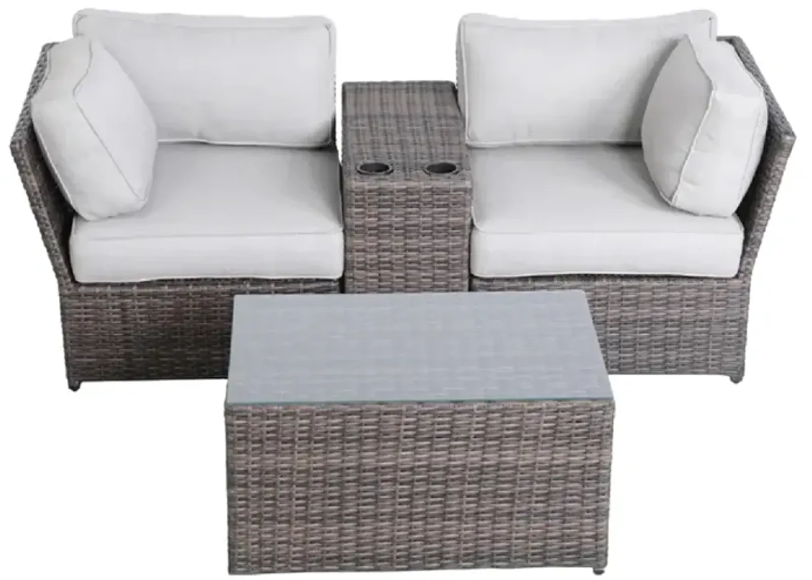 Living Source International Wicker Fully Assembled 2 - Person Seating Group with Cushions Brown