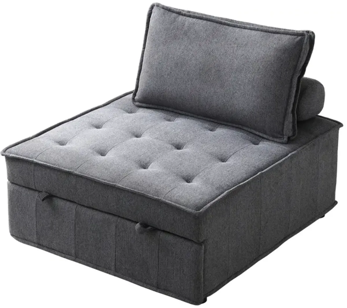 Multipurpose Linen Fabric Ottoman Lazy Sofa Pulling Out Sofa Bed (Dark Grey)