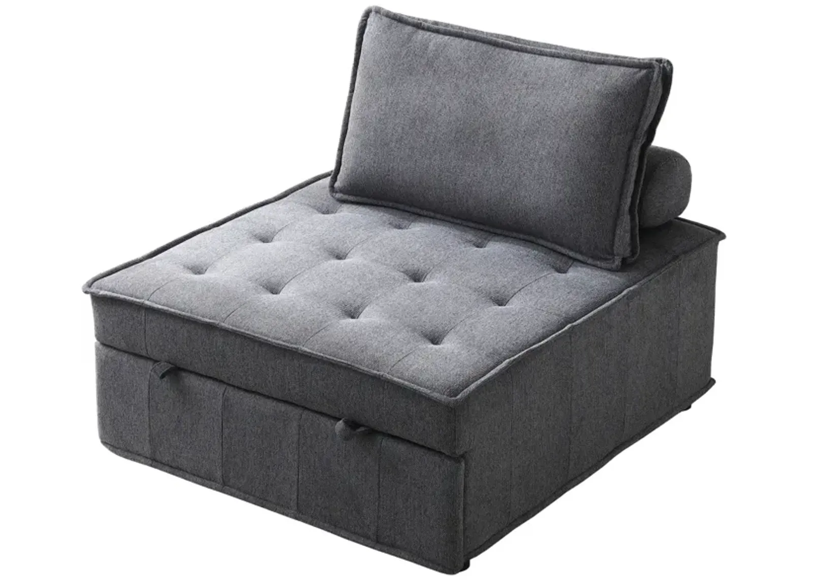 Multipurpose Linen Fabric Ottoman Lazy Sofa Pulling Out Sofa Bed (Dark Grey)