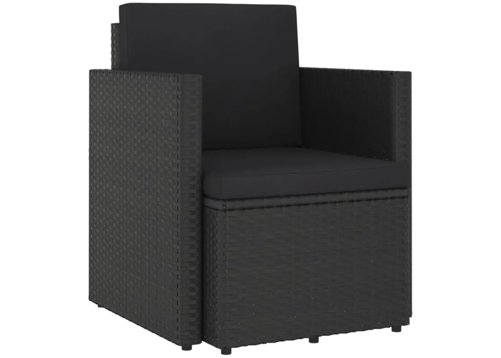 vidaXL Patio Chair with Cushions Poly Rattan Black