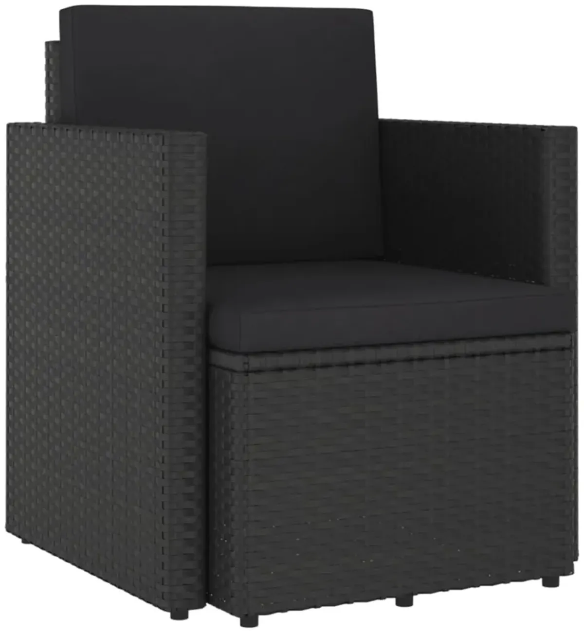 vidaXL Patio Chair with Cushions Poly Rattan Black