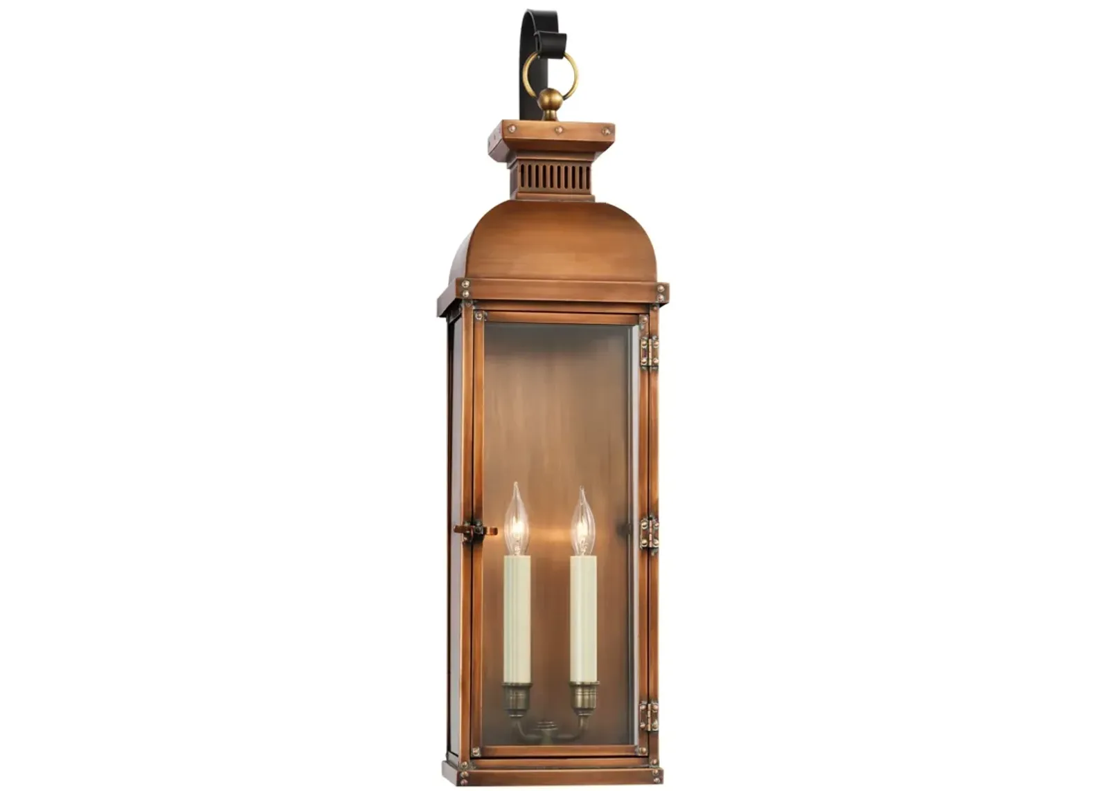 Suffork Tall Scroll Arm Lantern in Natural Copper