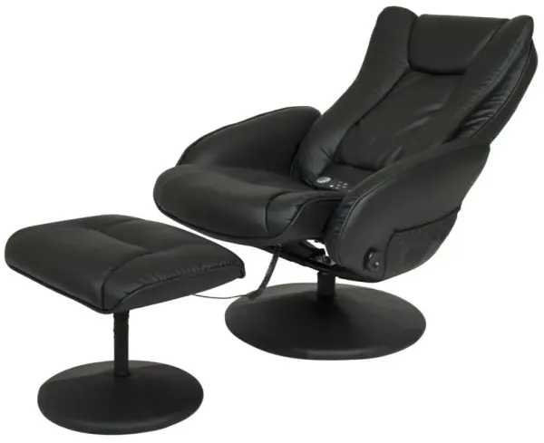 Hivvago Sturdy Black Faux Leather Electric Massage Recliner Chair w/ Ottoman