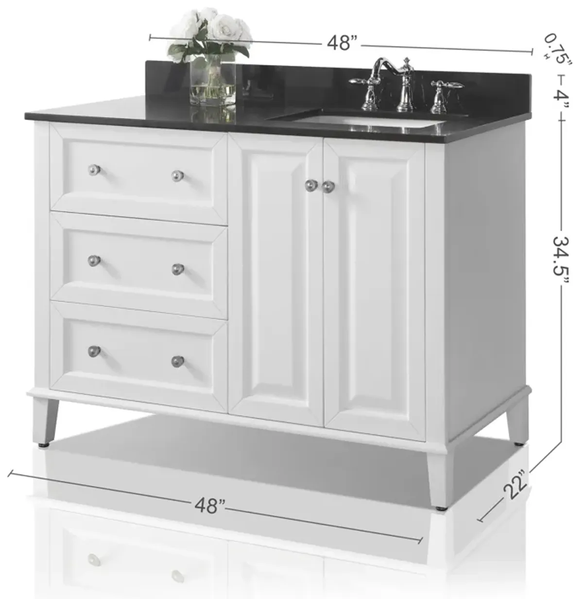 Hannah 48 in. Off Centered Left Bath Vanity Set