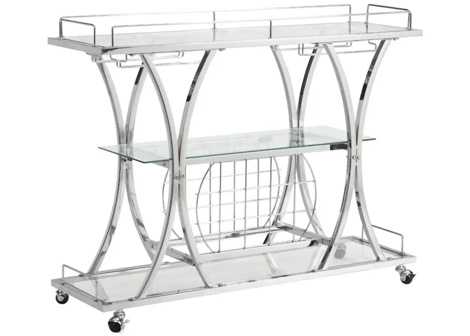 Hivvago Bar Cart with Wine Rack Glass Metal Frame Wine Storage