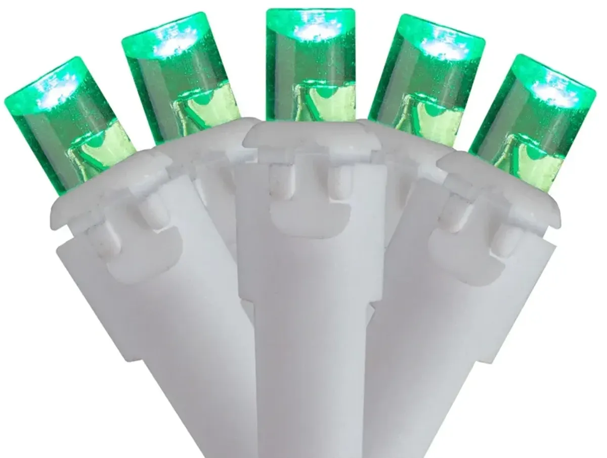 100 Count Green LED Wide Angle Icicle Christmas Lights  5.5ft White Wire