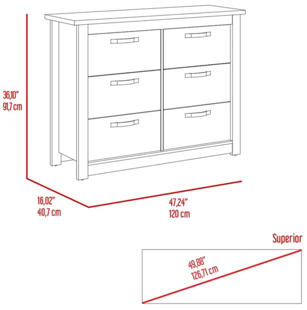 Bellingham 6-Drawer Dresser Light Gray