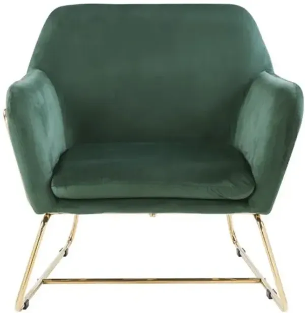 Keira Green Velvet Accent Chair with Metal Base