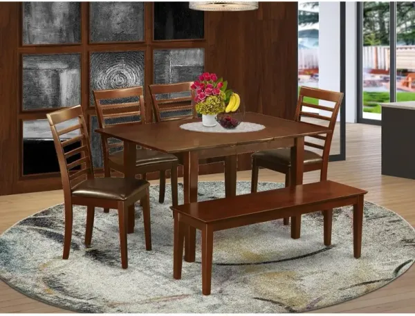 6 Pc small Kitchen Table set-Table and 4 Kitchen Chairs and Dining Bench