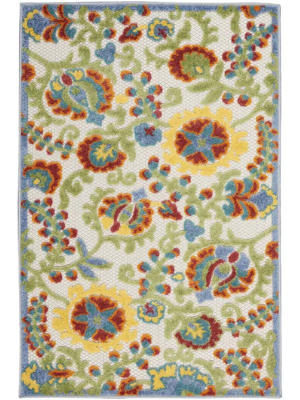 Aloha ALH17 Ivory/Multicolor 3'6" x 5'6" Rug