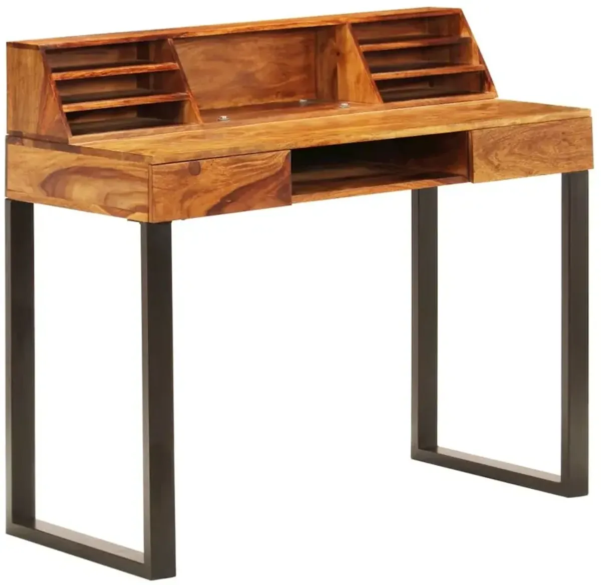 vidaXL Desk 43.3"x19.7"x37" Solid Sheesham Wood and Steel, 247964