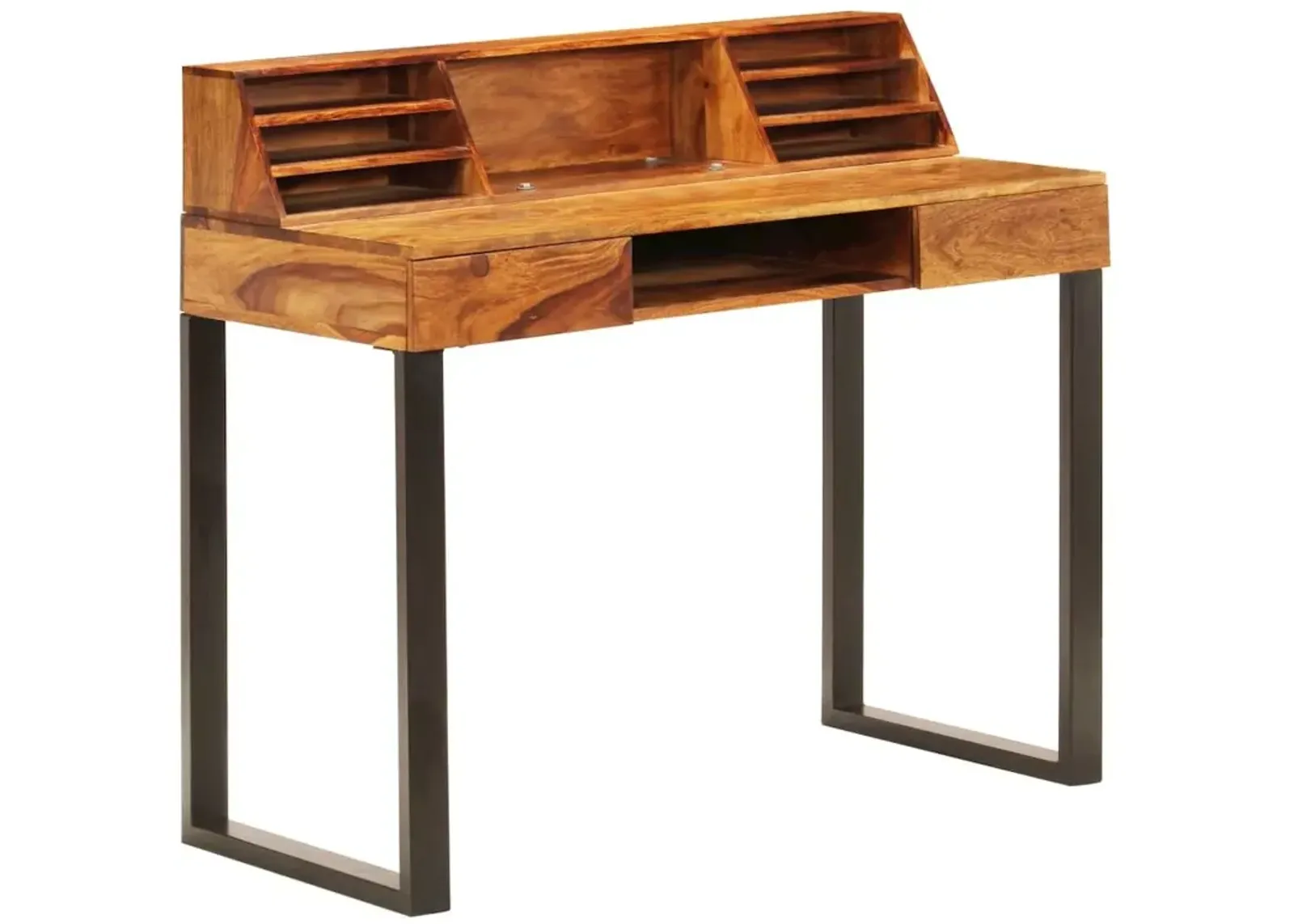 vidaXL Desk 43.3"x19.7"x37" Solid Sheesham Wood and Steel, 247964