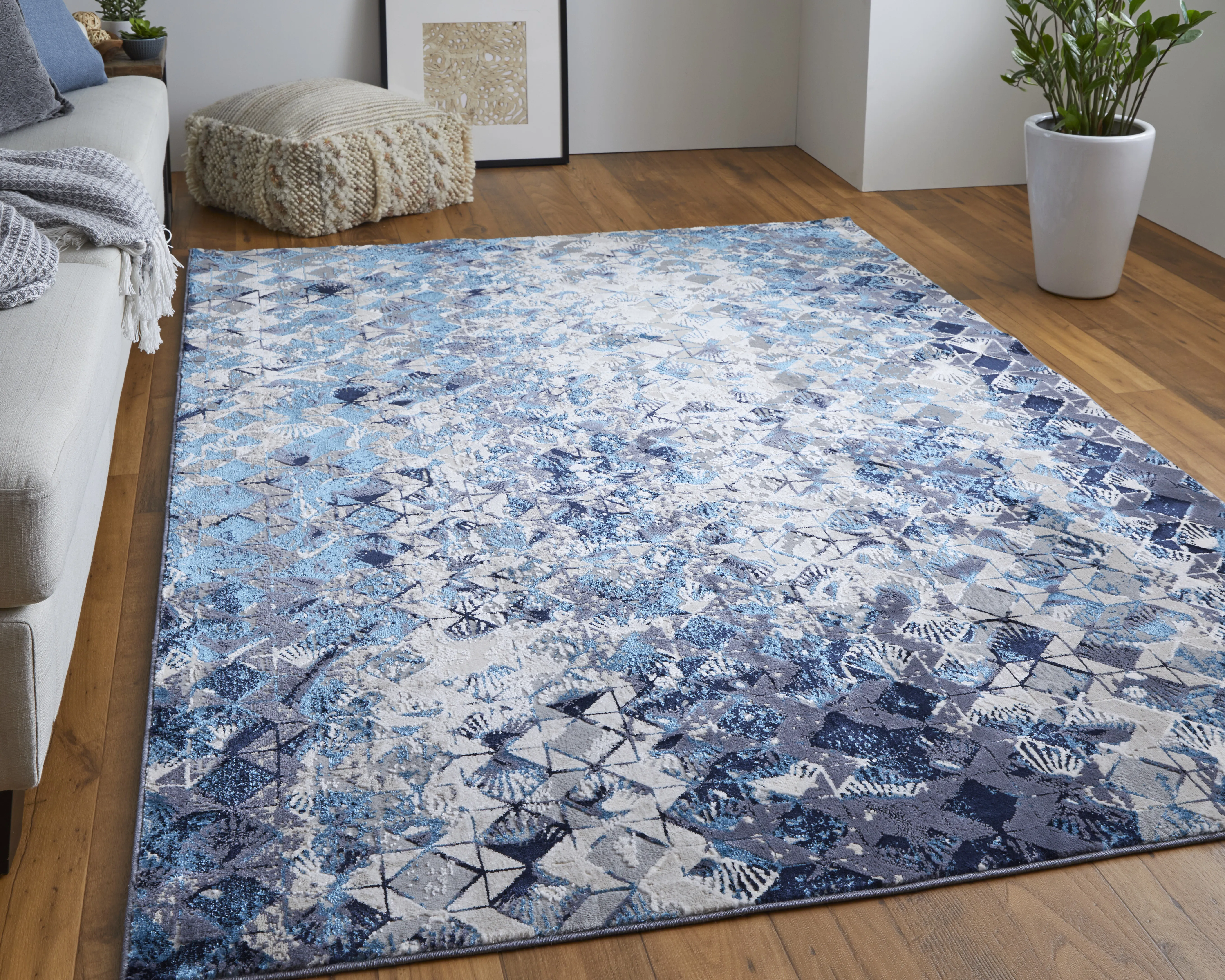 Indio 39H0F Blue/Ivory/Gray 3'11" X 6' Rug