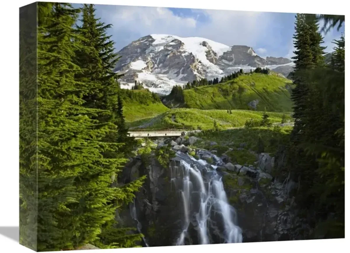 Myrtle Falls and Mount Rainier, Mount Rainier National Park, Washington-Canvas Art-16x12