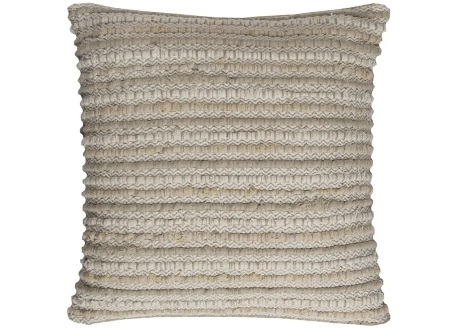 Homezia Ivory Beige Nubby Texture Bands Throw Pillow