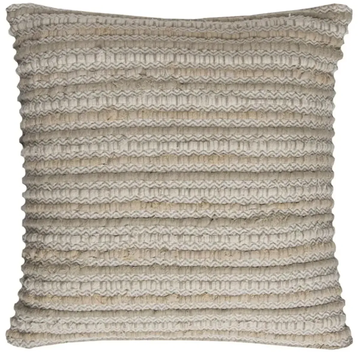 Homezia Ivory Beige Nubby Texture Bands Throw Pillow