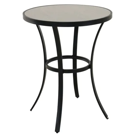 MONDAWE Round Metal Patio Bar Height Outdoor Dining Table Removable Tile-Top Side Table