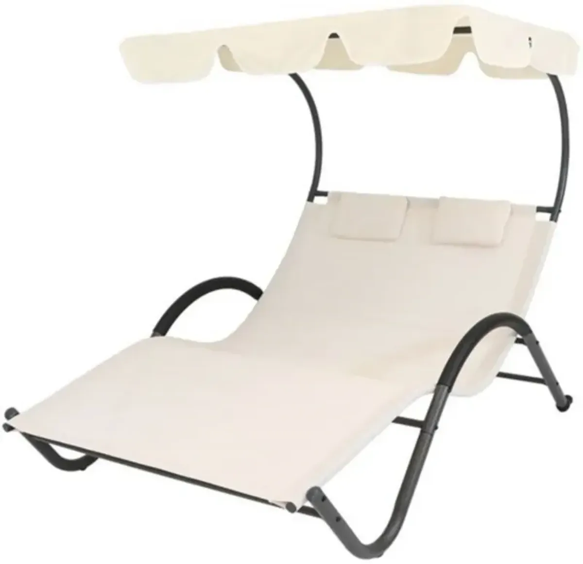 2 Person Outdoor Patio Chaise Lounger Chair Canopy Bed with Pillows