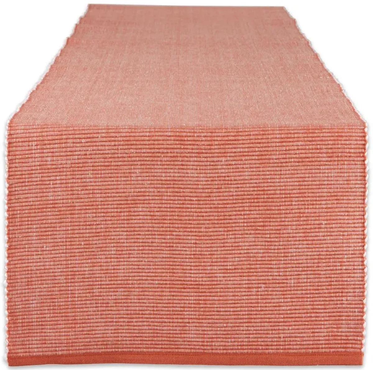 9' Vibrant Red and White 2-Tone Ribbed Rectangular Table Runner